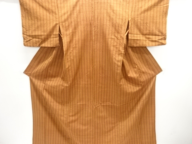 JAPANESE KIMONO / ANTIQUE HITOE KIMONO / SILK / TSUMUGI / WOVEN STRIPE